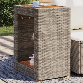 Mesa auxiliar jardín tapa madera ratán PE gris 60x40x75 cm by , Garden tables - Ref: Foro24-366304, Price: 86,79 €, Discount: %