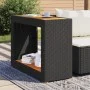 Mesa auxiliar jardín tapa madera ratán PE negro 100x40x75 cm de , Mesas de jardín - Ref: Foro24-366306, Precio: 111,45 €, Des...