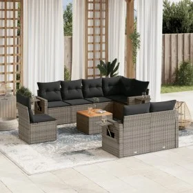 Gartenmöbel-Set 9-teilig mit grauen Polstern aus synthetischem Rattan von , Modulare Sofas für den Außenbereich - Ref: Foro24...