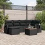 Garten-Essgruppe 7-teilig mit schwarzen Polstern aus synthetischem Rattan von , Modulare Sofas für den Außenbereich - Ref: Fo...