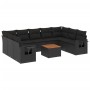 Gartensofa-Set, 10-teilig, mit schwarzen Kissen und synthetischem Rattan. von , Modulare Sofas für den Außenbereich - Ref: Fo...