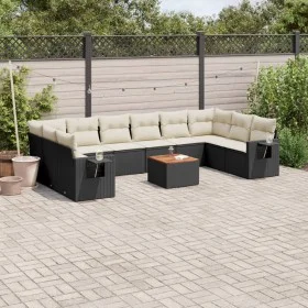 Set de sofás de jardín 11 pzas y cojines ratán sintético negro by , Modular outdoor sofas - Ref: Foro24-3224733, Price: 644,5...