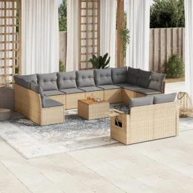 Set sofás de jardín con cojines 13 pzas ratán sintético beige by , Modular outdoor sofas - Ref: Foro24-3224799, Price: 818,49...