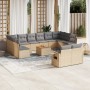 Gartensofagarnitur mit 13-teiligen Kissen aus synthetischem Rattan in Beige. von , Modulare Sofas für den Außenbereich - Ref:...