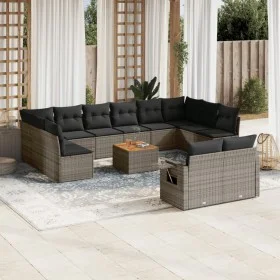 Gartensofagarnitur mit 13-teiligen Kissen aus grauem Kunststoff-Rattan. von , Modulare Sofas für den Außenbereich - Ref: Foro...