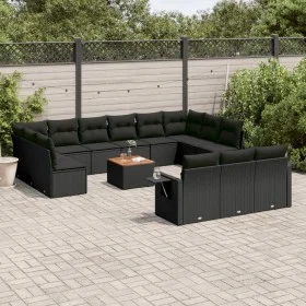 Set sofás de jardín 14 pzas con cojines ratán sintético negro by , Modular outdoor sofas - Ref: Foro24-3224802, Price: 896,13...