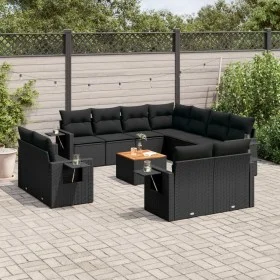 Set de sofás de jardín 12 piezas cojines ratán sintético negro by , Modular outdoor sofas - Ref: Foro24-3224823, Price: 918,4...