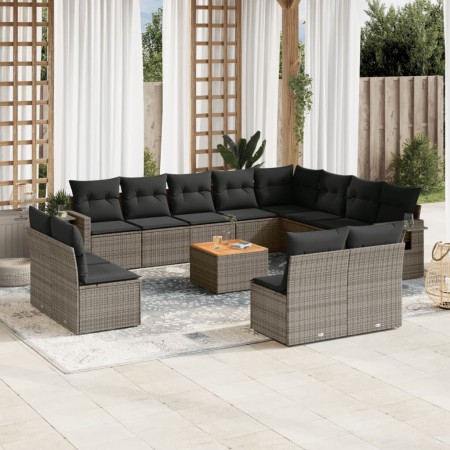 Set sofás de jardín con cojines 13 piezas ratán sintético gris by , Modular outdoor sofas - Ref: Foro24-3224814, Price: 782,5...
