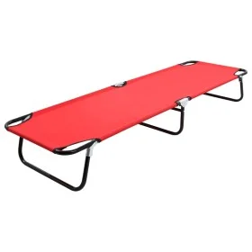 Folding red steel sun lounger by vidaXL, Loungers - Ref: Foro24-47756, Price: 58,48 €, Discount: %