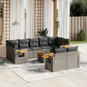Gartensofa-Set, 10-teilig, mit grauen Polstern aus synthetischem Rattan von , Gartensets - Ref: Foro24-3227159, Preis: 588,16...