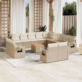 Set sofás de jardín 14 pzas con cojines ratán sintético beige by , Modular outdoor sofas - Ref: Foro24-3224840, Price: 1,00 €...