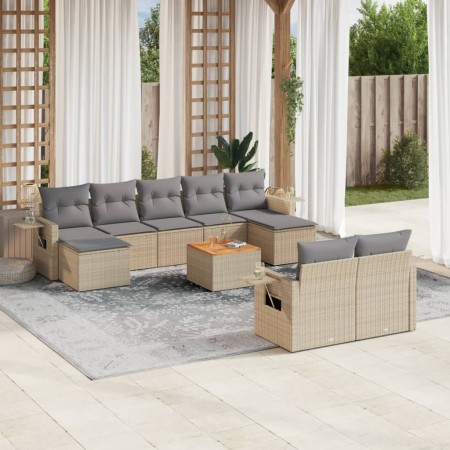 Gartensofa-Set mit 10-teiligen beigen Kissen aus synthetischem Rattan. von , Modulare Sofas für den Außenbereich - Ref: Foro2...