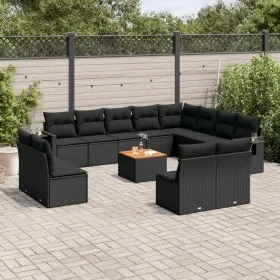 Set de sofás de jardín y cojines 13 pzas ratán sintético negro by , Modular outdoor sofas - Ref: Foro24-3224809, Price: 843,9...