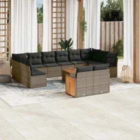 Set de sofás de jardín y cojines 13 pzas ratán sintético gris by , Garden sets - Ref: Foro24-3228132, Price: 805,57 €, Discou...