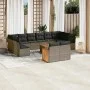 Gartensofa-Set und Kissen 13-teilig aus grauem Kunst-Rattan von , Gartensets - Ref: Foro24-3228132, Preis: 805,57 €, Rabatt: %