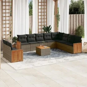 Set de sofás de jardín 11 pzas y cojines ratán sintético gris by , Garden sets - Ref: Foro24-3227803, Price: 676,47 €, Discou...