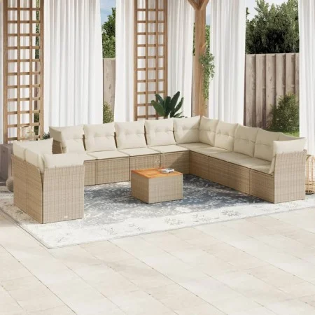 Set de sofás de jardín 12 pzas y cojines ratán sintético marrón by , Garden sets - Ref: Foro24-3256058, Price: 844,50 €, Disc...