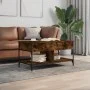Mesa de centro madera ingeniería metal roble humo 100x50x50 cm by , Coffee table - Ref: Foro24-845368, Price: 80,74 €, Discou...