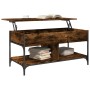 Mesa de centro madera ingeniería metal roble humo 100x50x50 cm by , Coffee table - Ref: Foro24-845368, Price: 81,41 €, Discou...