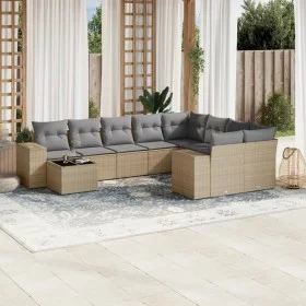 Gartensofa-Set mit 10-teiligen beigen Kissen aus synthetischem Rattan. von , Gartensets - Ref: Foro24-3255396, Preis: 677,42 ...