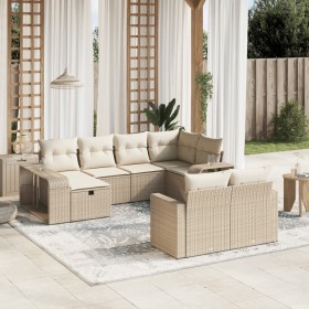 Gartensofa-Set mit 10-teiligen beigen Kissen aus synthetischem Rattan. von , Gartensets - Ref: Foro24-3266238, Preis: 583,41 ...