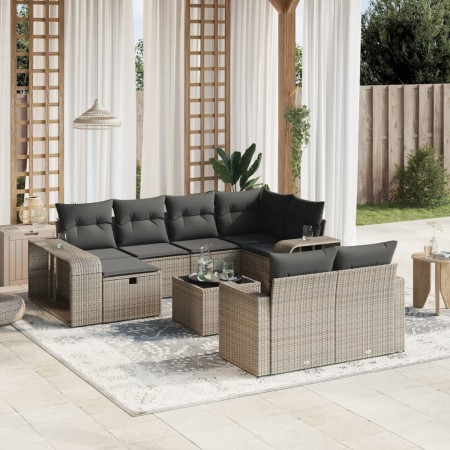 Gartensofagarnitur 11-teilig mit grauen Kissen aus synthetischem Rattan. von , Gartensets - Ref: Foro24-3266250, Preis: 583,6...
