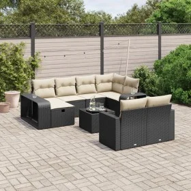 Set de sofás de jardín 11 pzas y cojines ratán sintético negro by , Garden sets - Ref: Foro24-3266246, Price: 575,51 €, Disco...