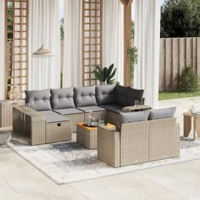 Gartensofa-Set 11-teilig mit beigen Polstern aus synthetischem Rattan von , Gartensets - Ref: Foro24-3266259, Preis: 599,82 €...