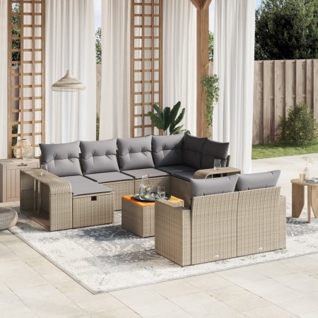 Gartensofa-Set 11-teilig mit beigen Polstern aus synthetischem Rattan von , Gartensets - Ref: Foro24-3266259, Preis: 578,54 €...