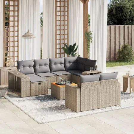 Gartensofa-Set 11-teilig mit beigen Polstern aus synthetischem Rattan von , Gartensets - Ref: Foro24-3266259, Preis: 599,82 €...