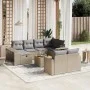 Gartensofa-Set 11-teilig mit beigen Polstern aus synthetischem Rattan von , Gartensets - Ref: Foro24-3266259, Preis: 599,82 €...