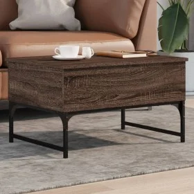 Mesa de centro madera ingeniería metal marrón roble 70x50x40 cm by , Coffee table - Ref: Foro24-845375, Price: 63,40 €, Disco...