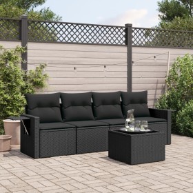 Set de muebles de jardín 5 pzas y cojines ratán sintético negro by , Garden sets - Ref: Foro24-3219884, Price: 308,83 €, Disc...