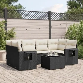 Set de comedor de jardín 7 pzas y cojines ratán sintético negro by , Garden sets - Ref: Foro24-3219915, Price: 441,24 €, Disc...