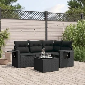 Gartenmöbel-Set 5-teilig mit schwarzen Polstern aus synthetischem Rattan von , Gartensets - Ref: Foro24-3220114, Preis: 364,3...