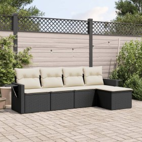 Set de muebles de jardín 5 pzas y cojines ratán sintético negro de , Conjuntos de jardín - Ref: Foro24-3220085, Precio: 279,3...