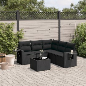 Set de sofás de jardín 6 piezas y cojines ratán sintético negro by , Garden sets - Ref: Foro24-3220154, Price: 391,13 €, Disc...