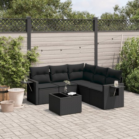 Set de sofás de jardín 6 piezas y cojines ratán sintético negro by , Garden sets - Ref: Foro24-3220154, Price: 391,13 €, Disc...