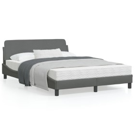 Estructura de cama con cabecero de tela gris oscuro 120x200 cm