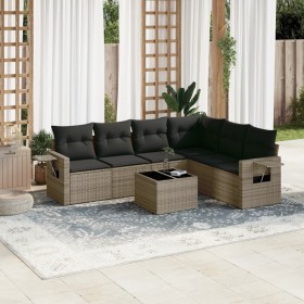 Set de sofás de jardín 7 piezas con cojines ratán PE gris by , Garden sets - Ref: Foro24-3220219, Price: 427,12 €, Discount: %