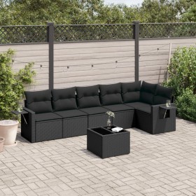 Garten-Essgruppe 7-teilig mit schwarzen Polstern aus synthetischem Rattan. von , Gartensets - Ref: Foro24-3220194, Preis: 450...