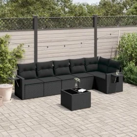 Garten-Essgruppe 7-teilig mit schwarzen Polstern aus synthetischem Rattan. von , Gartensets - Ref: Foro24-3220194, Preis: 481...