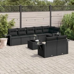 Set de sofás de jardín 8 piezas y cojines ratán sintético negro by , Garden sets - Ref: Foro24-3220424, Price: 652,37 €, Disc...