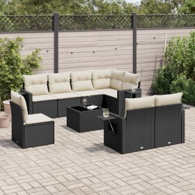 8-teiliges Gartensofa-Set und Kissen aus schwarzem Kunststoff-Rattan. von , Gartensets - Ref: Foro24-3220445, Preis: 538,95 €...