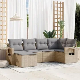 Gartensofa-Set mit 6-teiligen Kissen aus synthetischem Rattan in Beige. von , Gartensets - Ref: Foro24-3220458, Preis: 376,77...