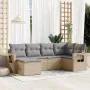 Gartensofa-Set mit 6-teiligen Kissen aus synthetischem Rattan in Beige. von , Gartensets - Ref: Foro24-3220458, Preis: 379,34...