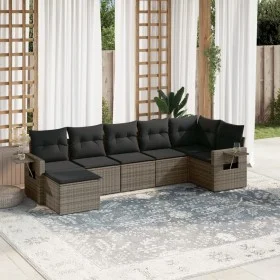 7-teiliges Gartensofa-Set mit grauen PE-Rattan-Kissen. von , Gartensets - Ref: Foro24-3220479, Preis: 416,71 €, Rabatt: %