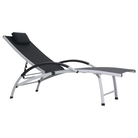 Aluminum and black textilene sun lounger by vidaXL, Loungers - Ref: Foro24-47792, Price: 184,03 €, Discount: %