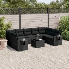 Set de sofás de jardín 10 pzas cojines ratán sintético negro by , Garden sets - Ref: Foro24-3220604, Price: 638,70 €, Discoun...