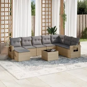 Set de sofás de jardín 9 pzas con cojines ratán sintético beige by , Garden sets - Ref: Foro24-3220568, Price: 542,00 €, Disc...